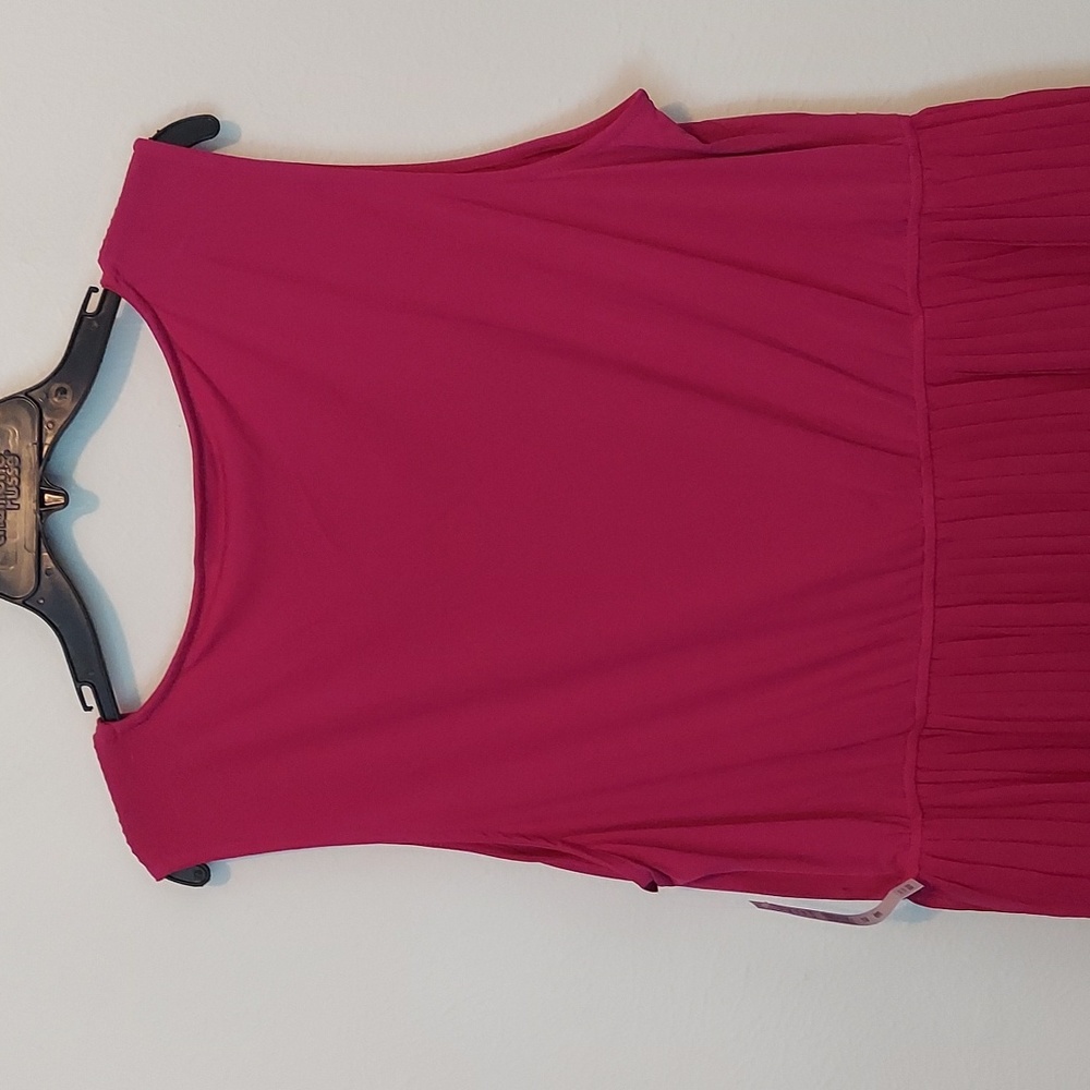 New Glamor Fuchsia Sleeveless Pleated Hem Dress - Picture 8 of 11